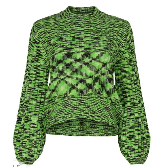Blank NYC The Clash green ribbed puff sleeve sweater Size small Dopamine Artsy - Picture 3 of 9